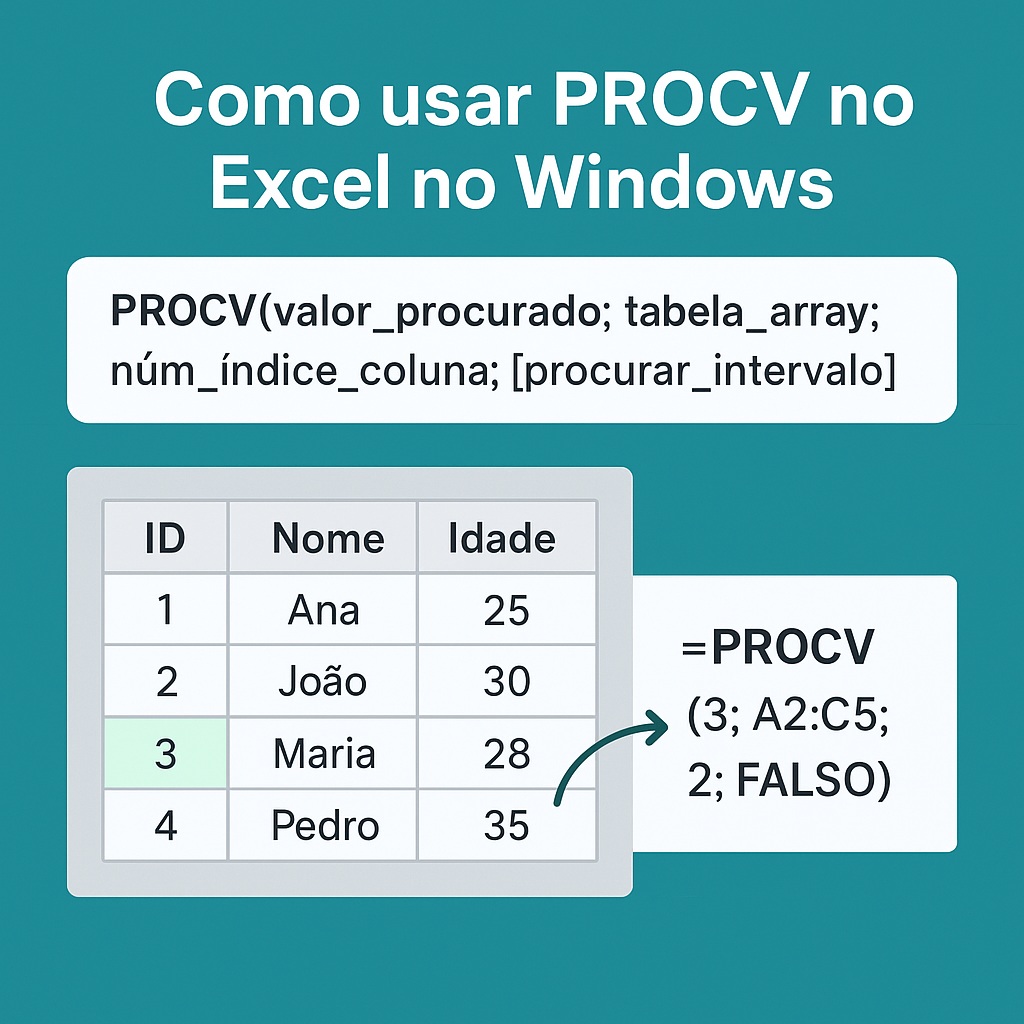 Como usar PROCV no Excel no Windows